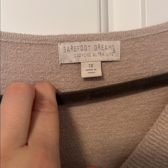 Barefoot Dreams Soft Taupe V-Neck Sweater - Picture 2 of 4